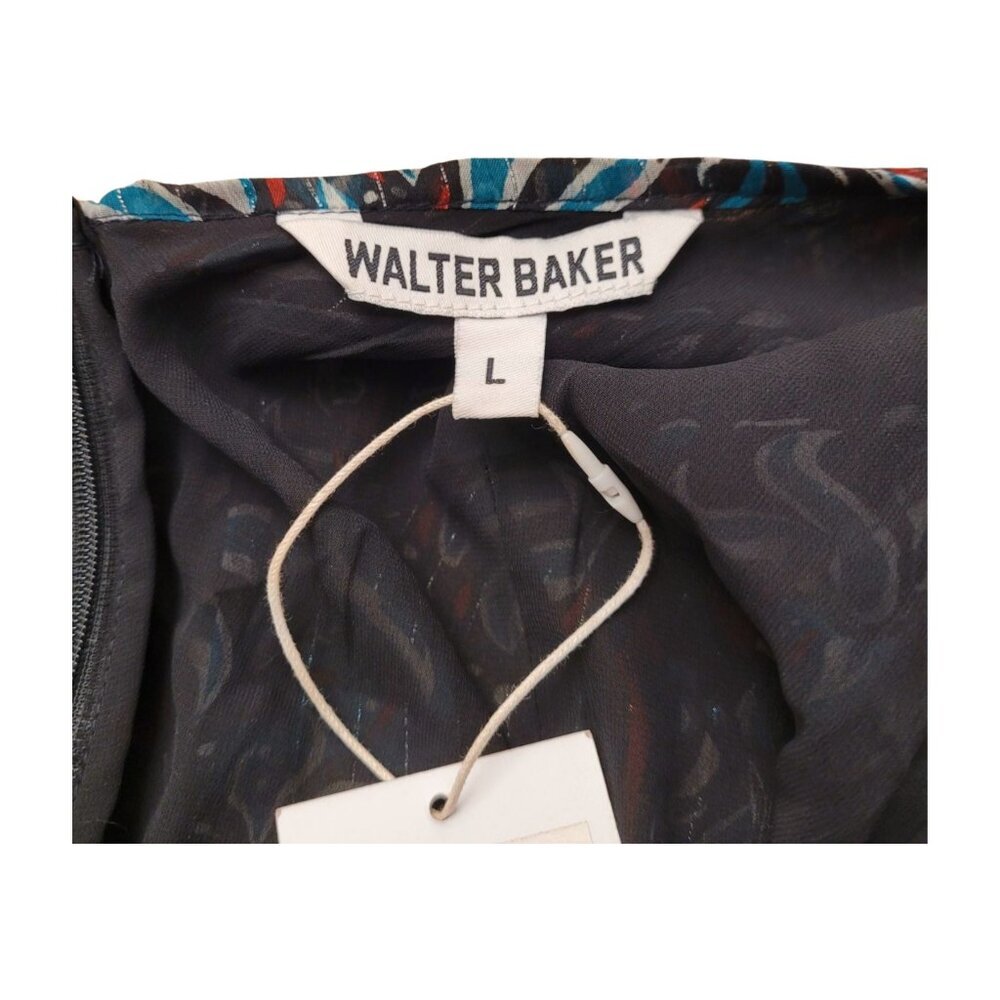 WALTER BAKER Misty Metallic Abstract Print A-Line Dress Sz Large L NWT - Picture 4 of 7
